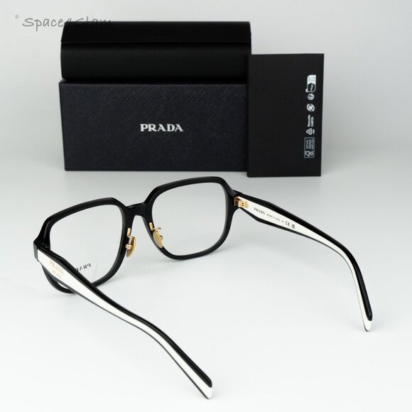 Prada Women Eyeglasses Black Demo Square Oversized PRB07VD 16K1O1 NEW AUTHENTIC - Picture 8 of 8